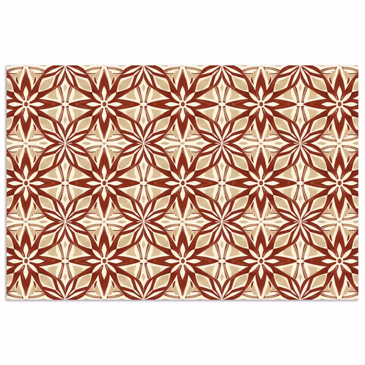 Poster - Bordeauxrot – Geometrisch – Fliese – Muster — 1