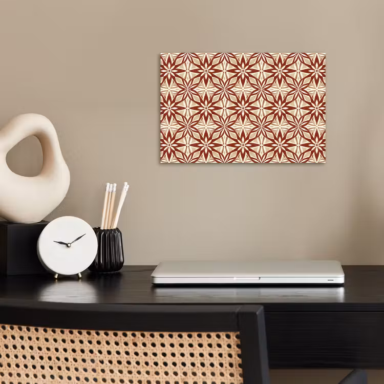 Poster - Bordeauxrot – Geometrisch – Fliese – Muster — 2