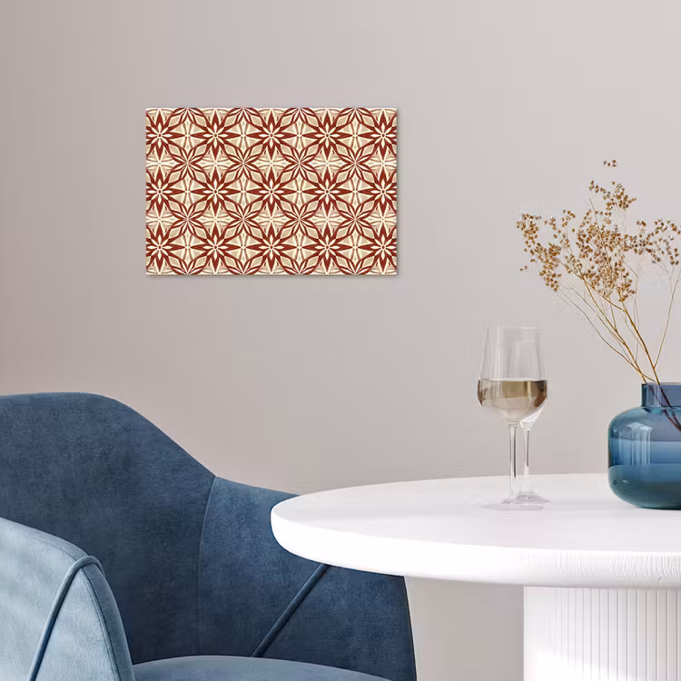 Poster - Bordeauxrot – Geometrisch – Fliese – Muster — 4
