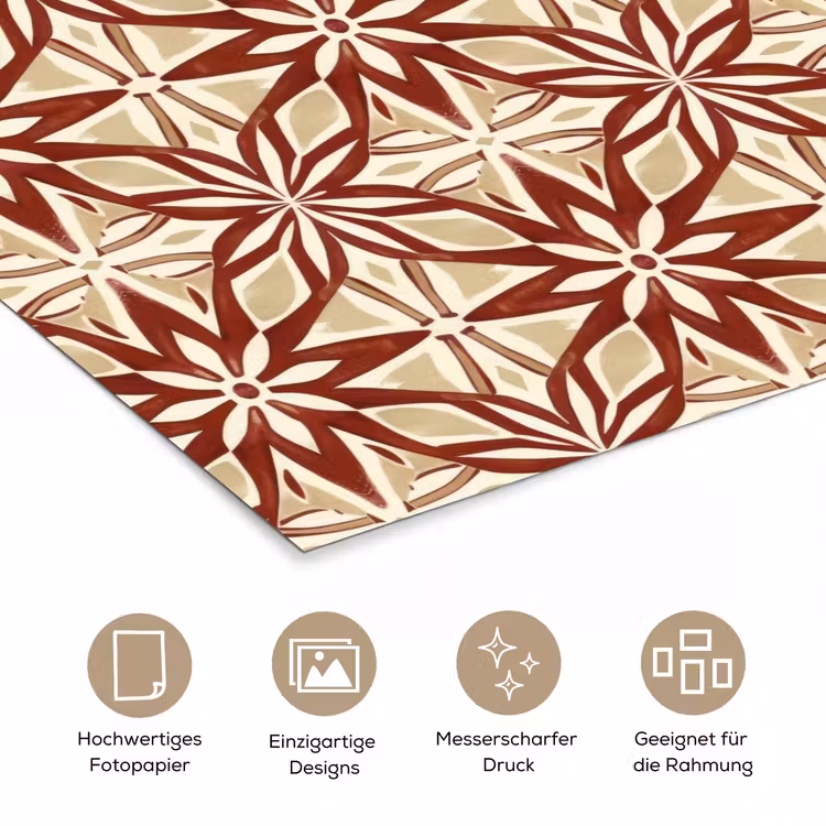 Poster - Bordeauxrot – Geometrisch – Fliese – Muster — 5