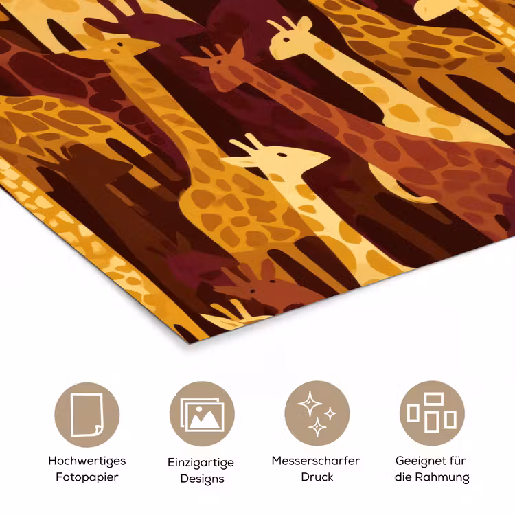 Poster - Braun – Giraffen – Safari – Muster — 5