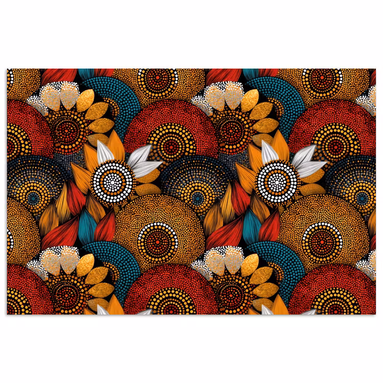 Poster - Farbenfroh – Aborigine – Punktmalerei – Botanisch – Muster — 1