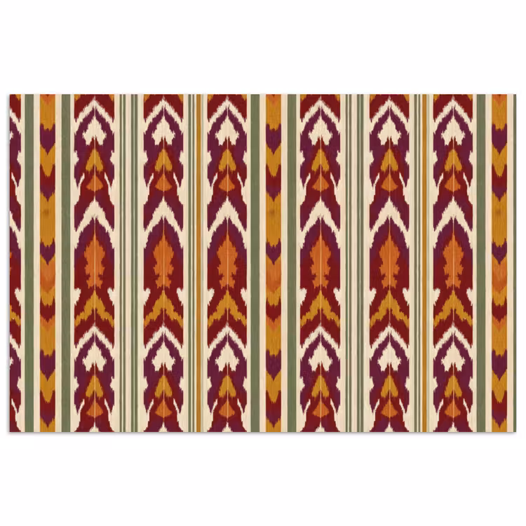 Poster - Ikat – Bordeauxrot – Ethno – Muster — 1