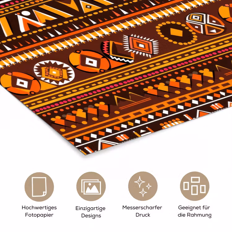 Poster - Orange – Ethnisch – Tribal – Geometrisch – Muster — 5