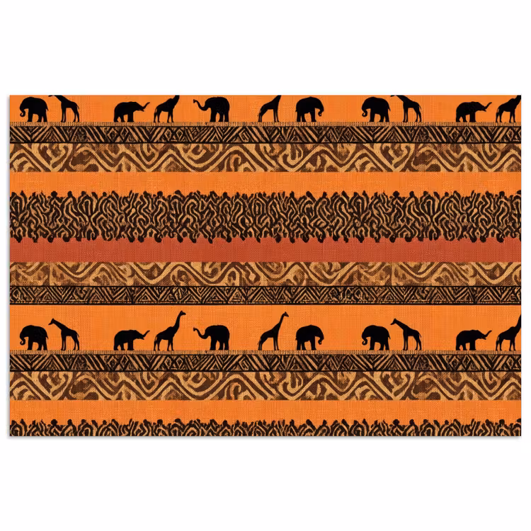 Poster - Orange – Safari – Afrikaans – Tiere – Muster — 1