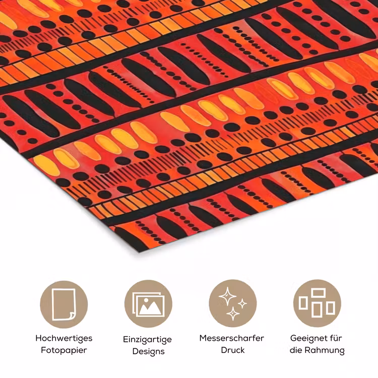 Poster - Rot – Orange – Ethnisch – Ausdrucksstark – Muster — 5