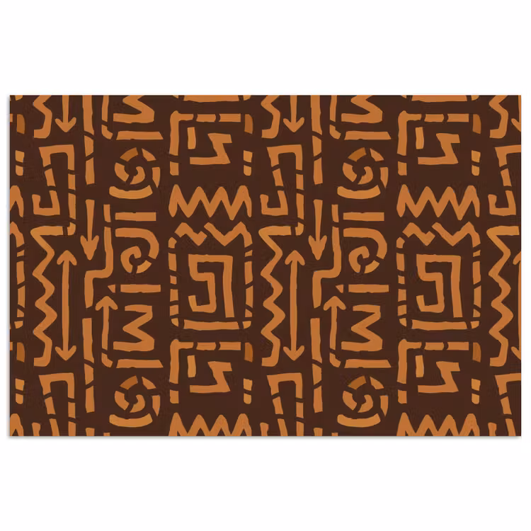 Poster - Schokoladenbraun – Ethno – Tribal – Symbole — 1