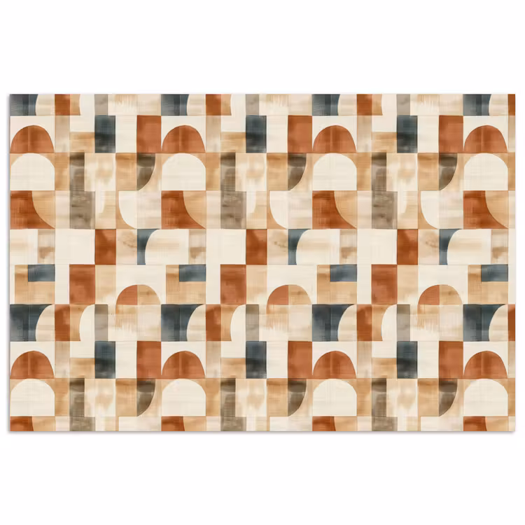 Poster - Terrakotta – Geometrisch – Aquarell – Textur — 1