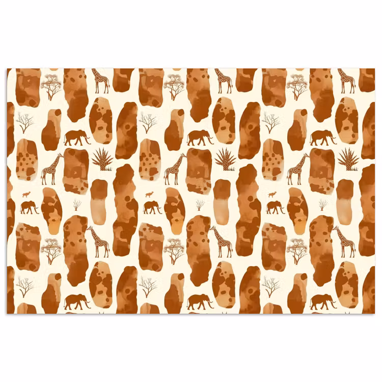 Poster - Terrakotta – Safari – Tiere – Muster — 1