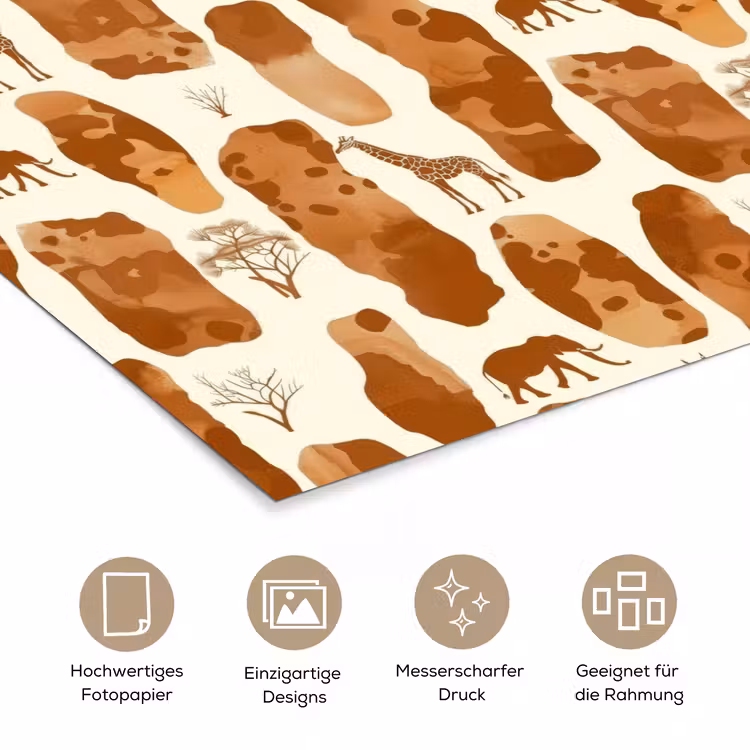 Poster - Terrakotta – Safari – Tiere – Muster — 5