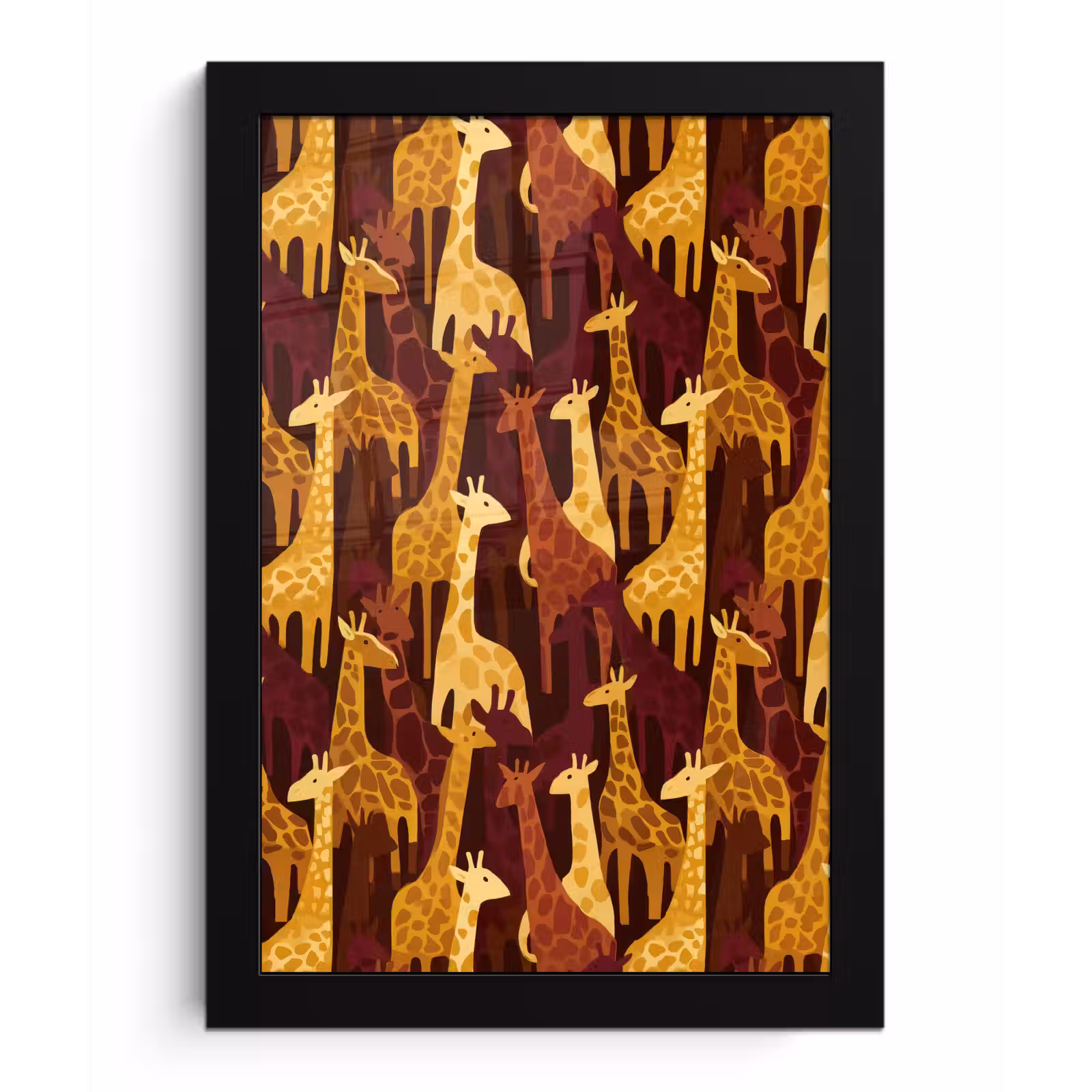 Bilder mit Rahmen - Braun – Giraffen – Safari – Muster — 1