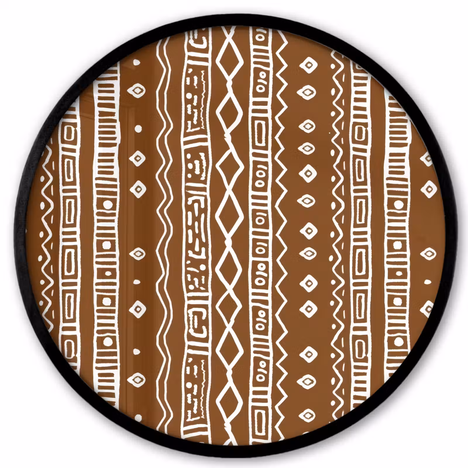 Poster im Rahmen Rund - Schokoladenbraun – Ethno – Tribal – Muster — 1