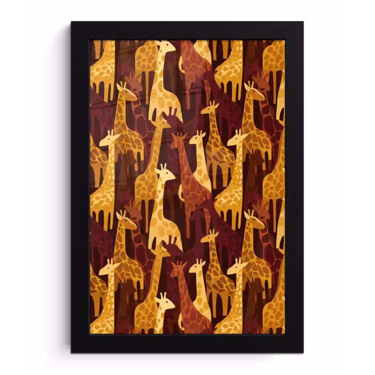 Bilder mit Rahmen - Braun – Giraffen – Safari – Muster — 1