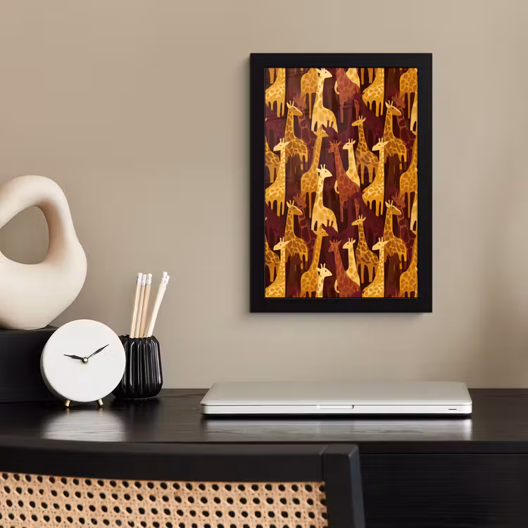 Bilder mit Rahmen - Braun – Giraffen – Safari – Muster — 2