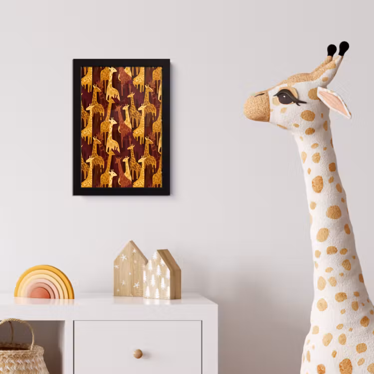 Bilder mit Rahmen - Braun – Giraffen – Safari – Muster — 5