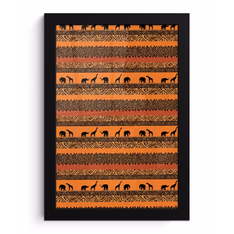 Bilder mit Rahmen - Orange – Safari – Afrikaans – Tiere – Muster — 1
