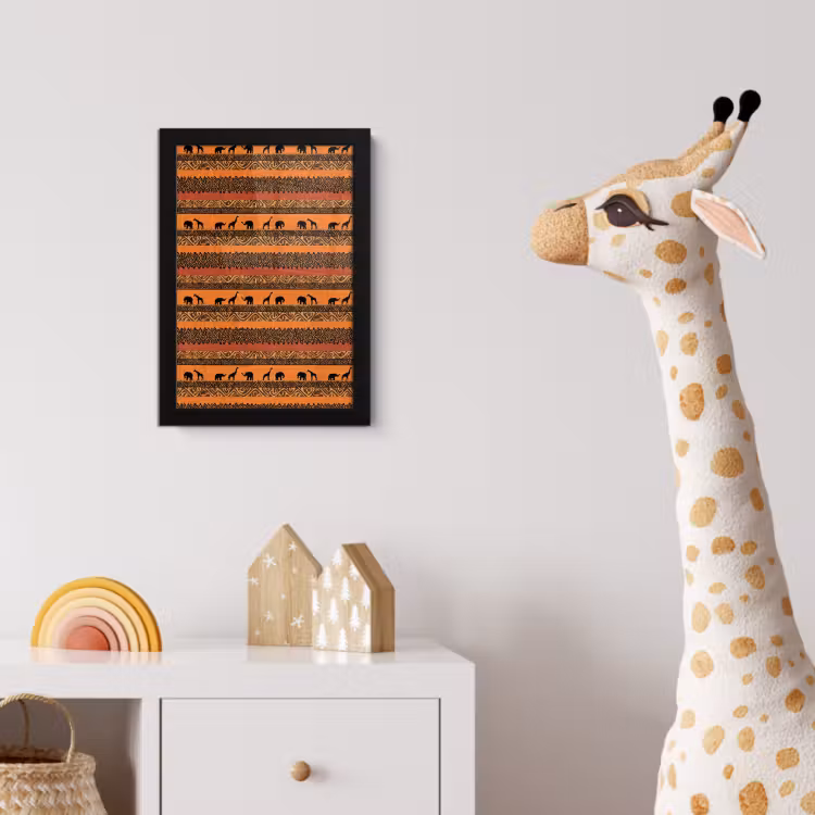 Bilder mit Rahmen - Orange – Safari – Afrikaans – Tiere – Muster — 5