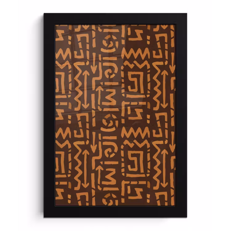 Bilder mit Rahmen - Schokoladenbraun – Ethno – Tribal – Symbole — 1