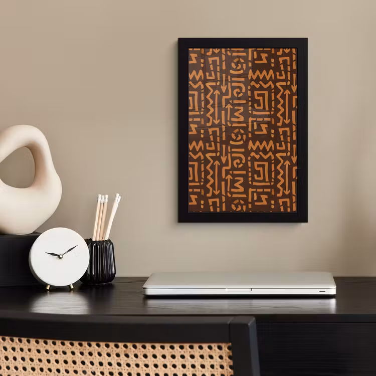 Bilder mit Rahmen - Schokoladenbraun – Ethno – Tribal – Symbole — 2