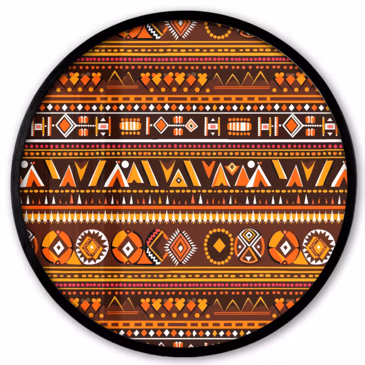 Poster im Rahmen Rund - Orange – Ethnisch – Tribal – Geometrisch – Muster — 1
