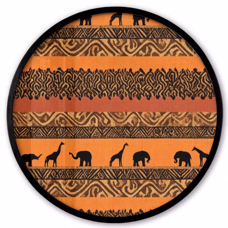 Poster im Rahmen Rund - Orange – Safari – Afrikaans – Tiere – Muster — 1