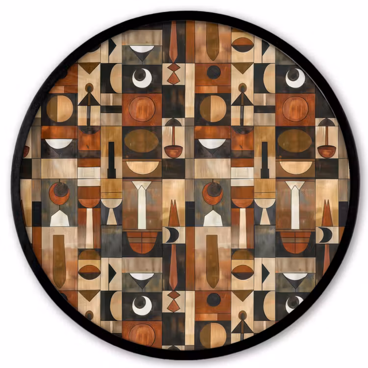 Poster im Rahmen Rund - Terrakotta – Geometrisch – Mid-Century – Muster — 1