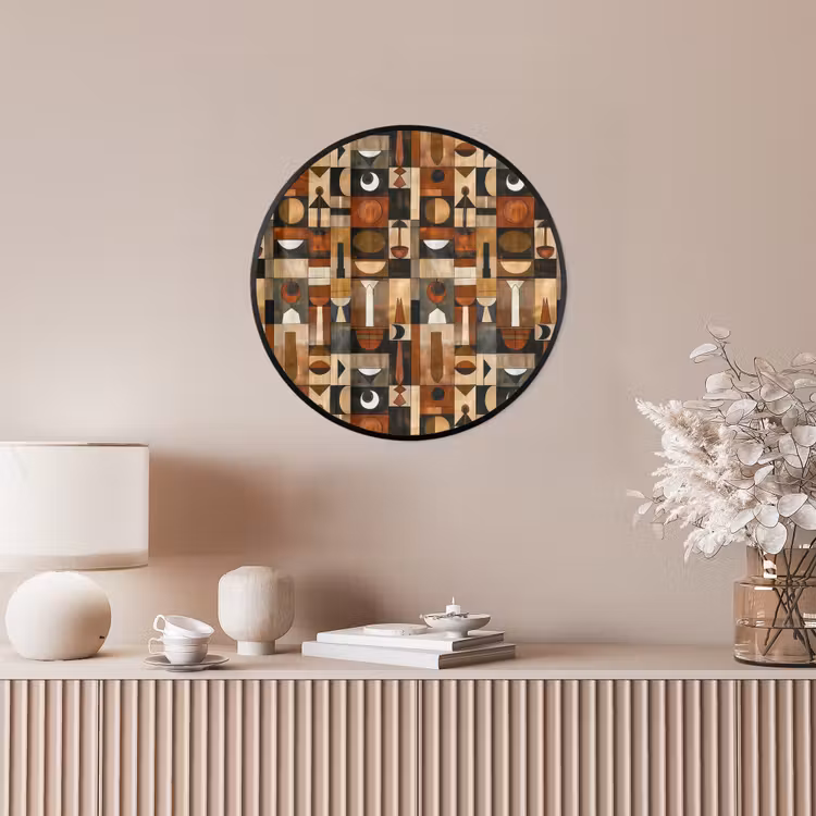 Poster im Rahmen Rund - Terrakotta – Geometrisch – Mid-Century – Muster — 5