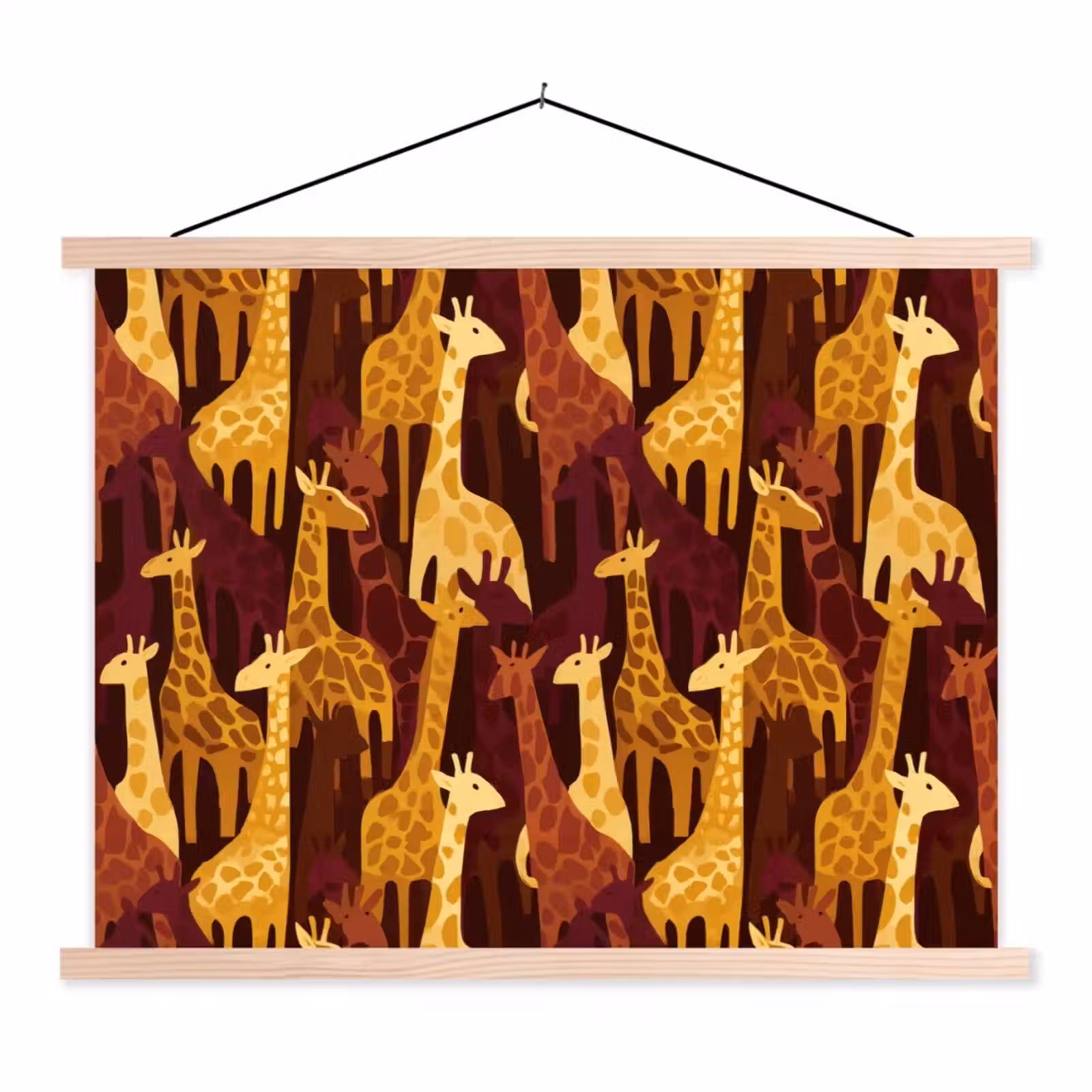 Stoffbild - Braun – Giraffen – Safari – Muster — 1