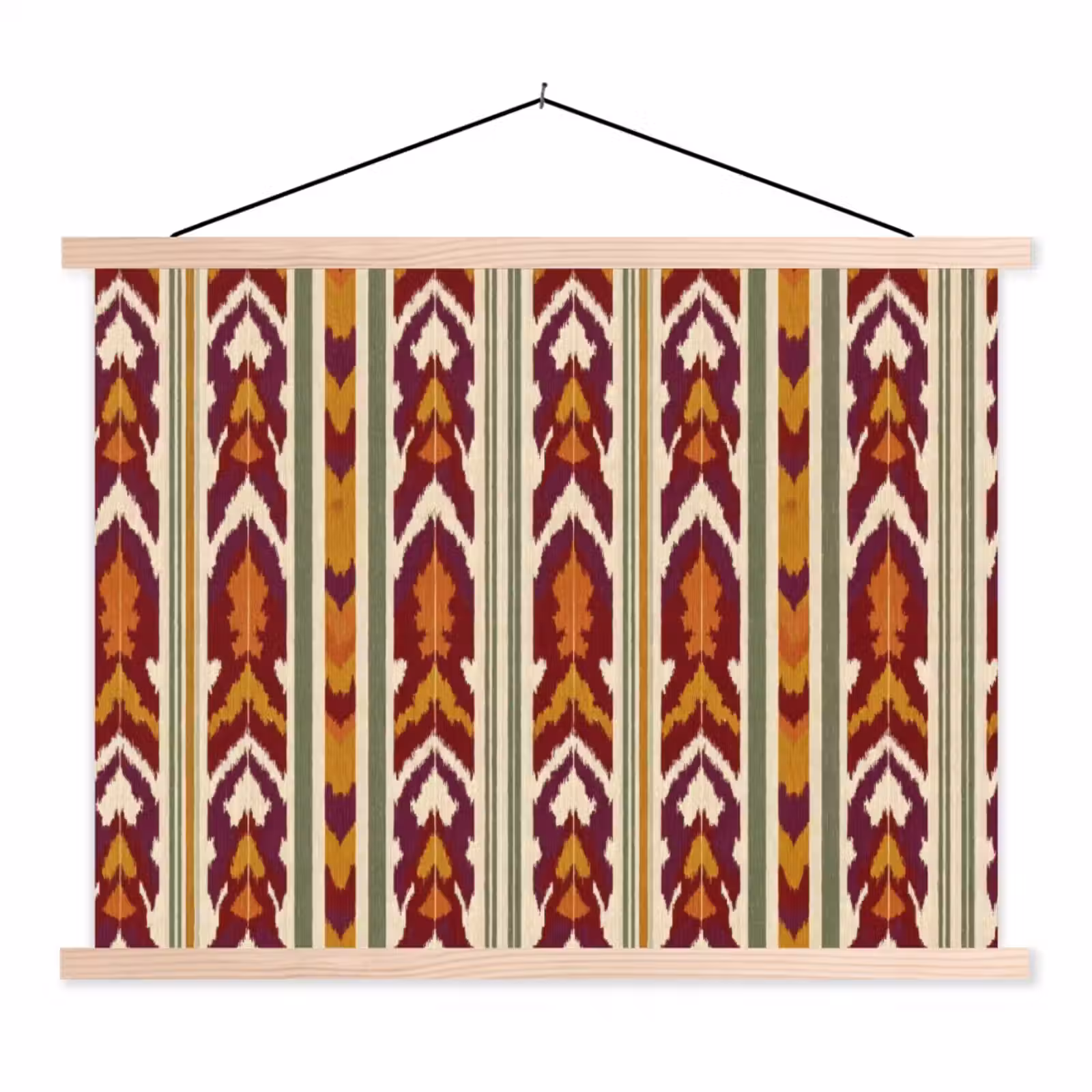 Stoffbild - Ikat – Bordeauxrot – Ethno – Muster — 1