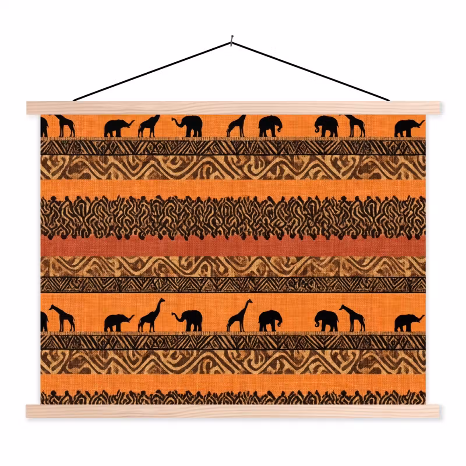 Stoffbild - Orange – Safari – Afrikaans – Tiere – Muster — 1