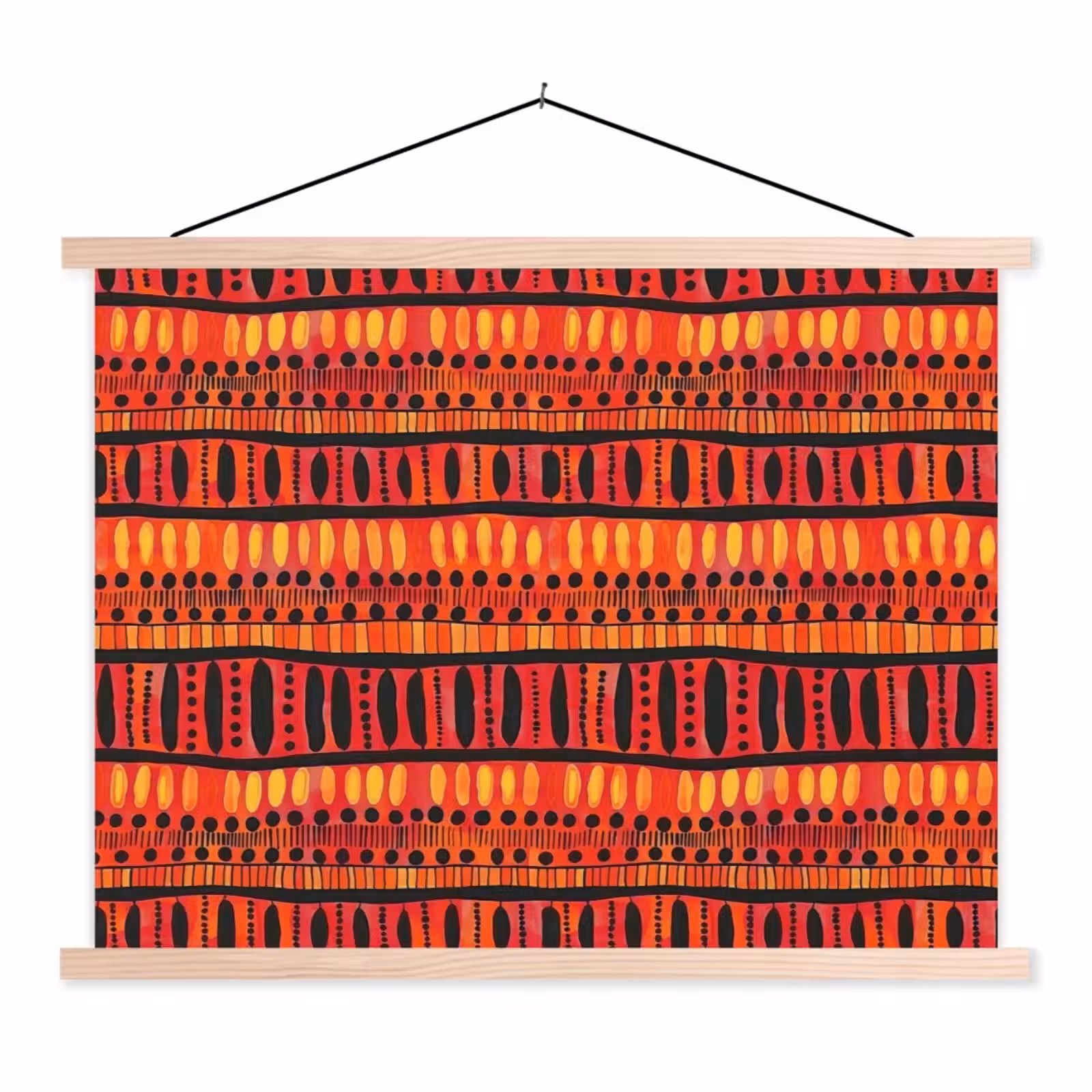 Stoffbild - Rot – Orange – Ethnisch – Ausdrucksstark – Muster — 1