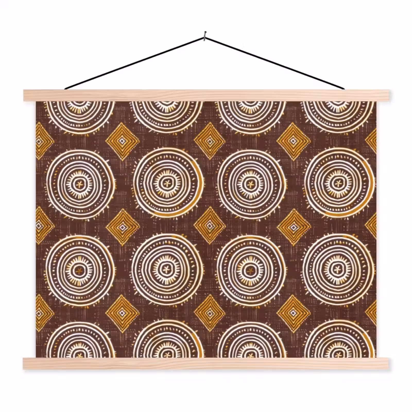 Stoffbild - Schokoladenbraun – Ethno – Tribal – Kreise – Muster — 1