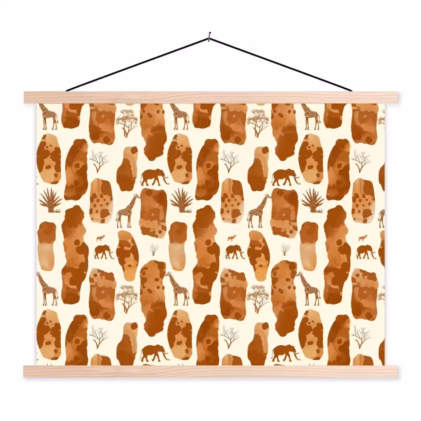 Stoffbild - Terrakotta – Safari – Tiere – Muster — 1