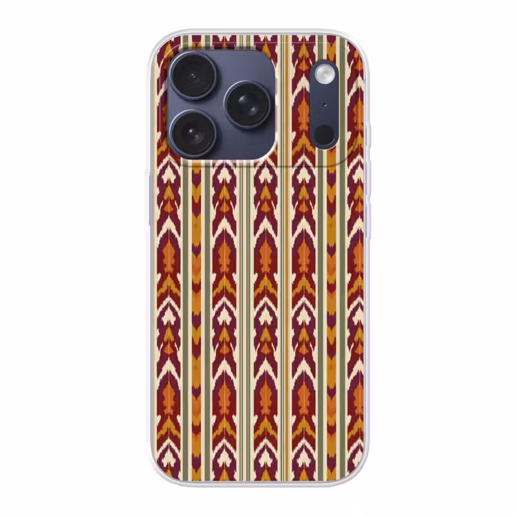 Handyhülle - Ikat – Bordeauxrot – Ethno – Muster — 1