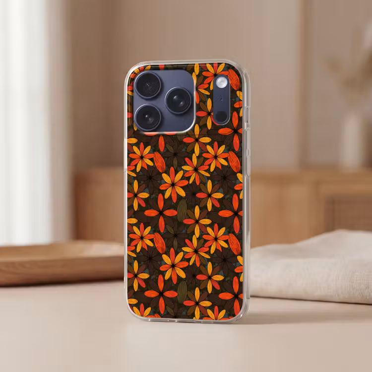 Handyhülle - Orange – Retro – Blumen – Herbst — 3