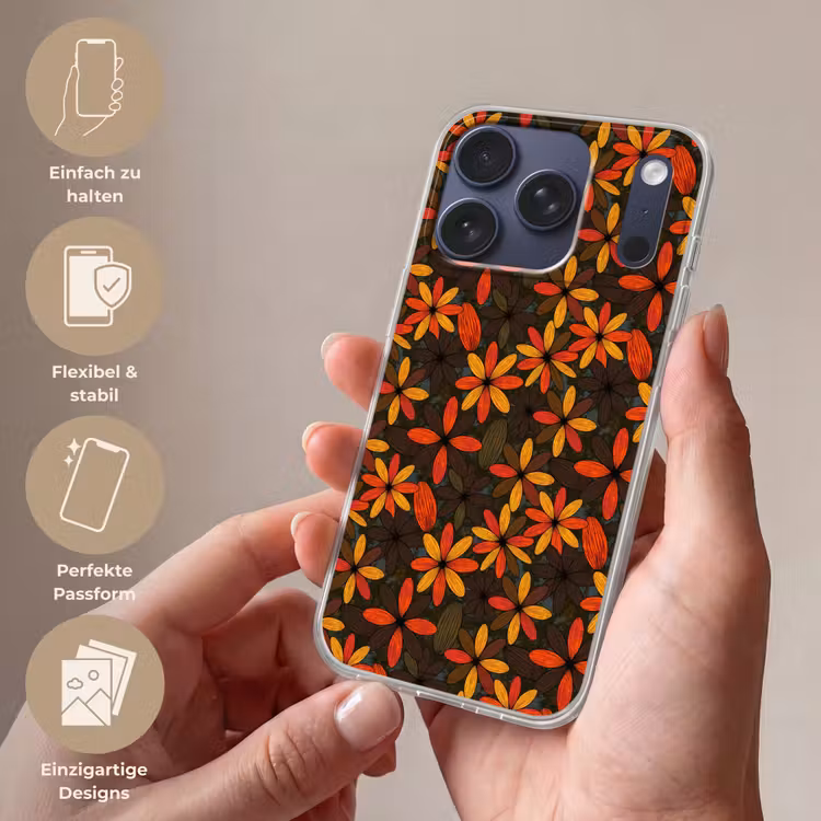 Handyhülle - Orange – Retro – Blumen – Herbst — 4