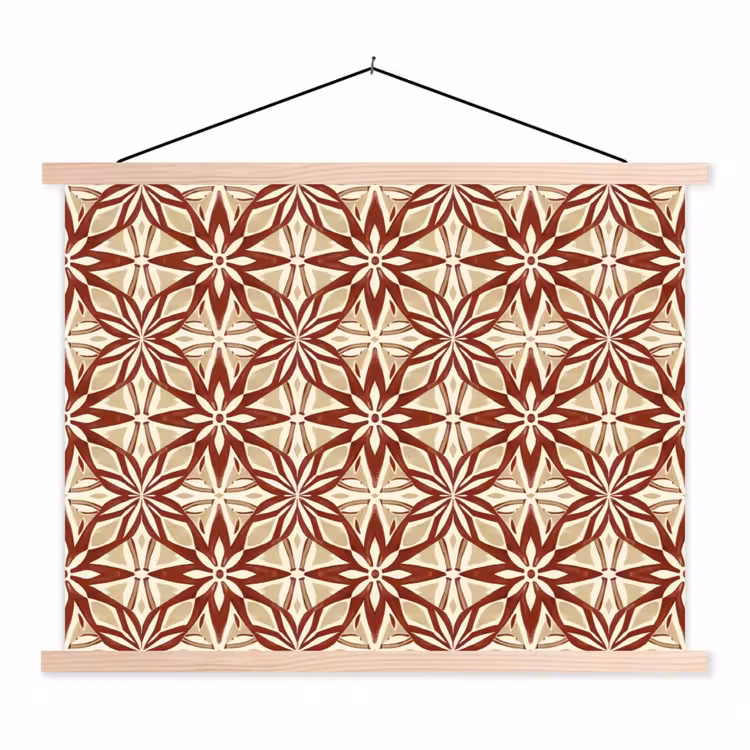 Stoffbild - Bordeauxrot – Geometrisch – Fliese – Muster — 1