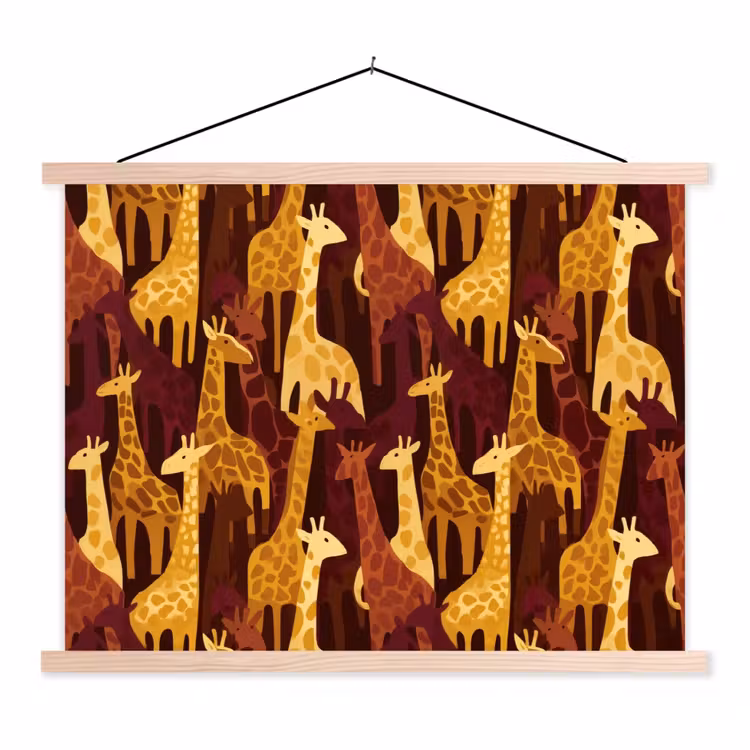 Stoffbild - Braun – Giraffen – Safari – Muster — 1