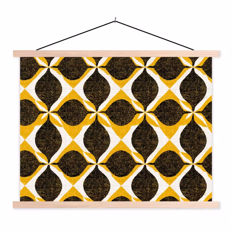 Stoffbild - Gelb – Schwarz – Geometrisch – Retro – Struktur — 1
