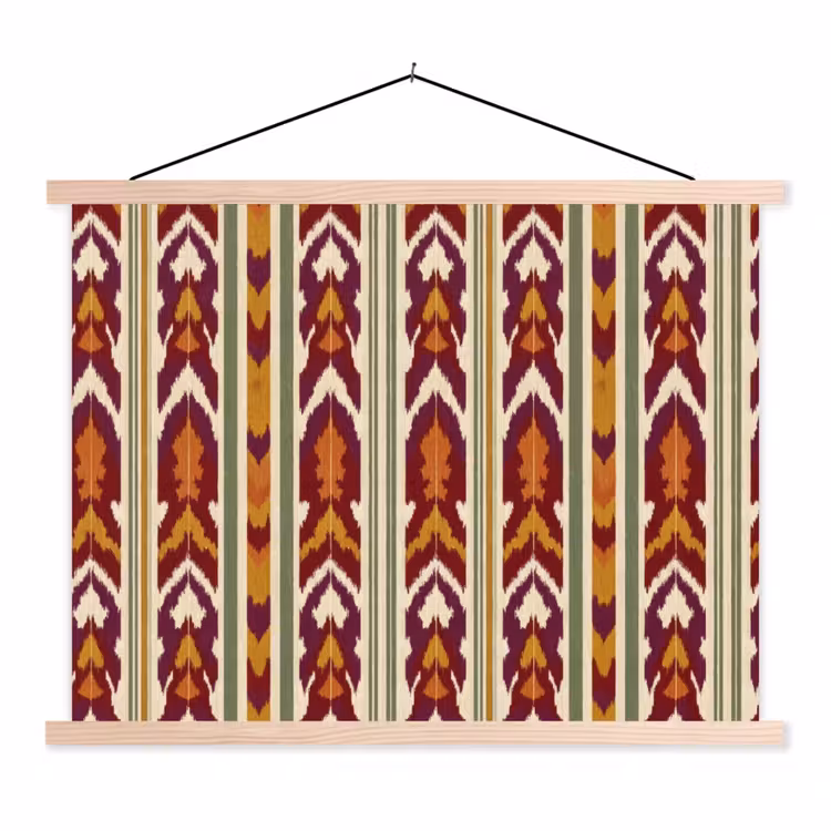 Stoffbild - Ikat – Bordeauxrot – Ethno – Muster — 1