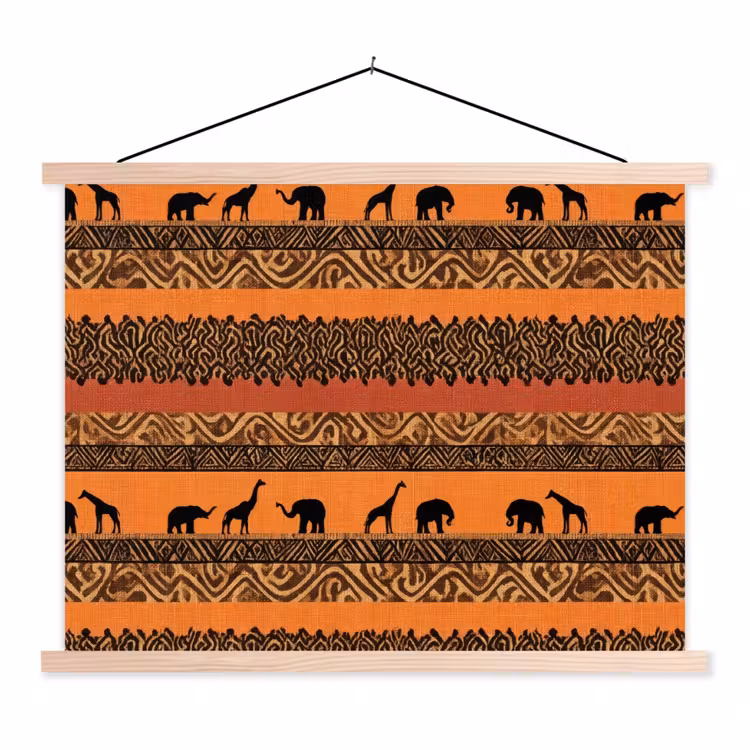 Stoffbild - Orange – Safari – Afrikaans – Tiere – Muster — 1