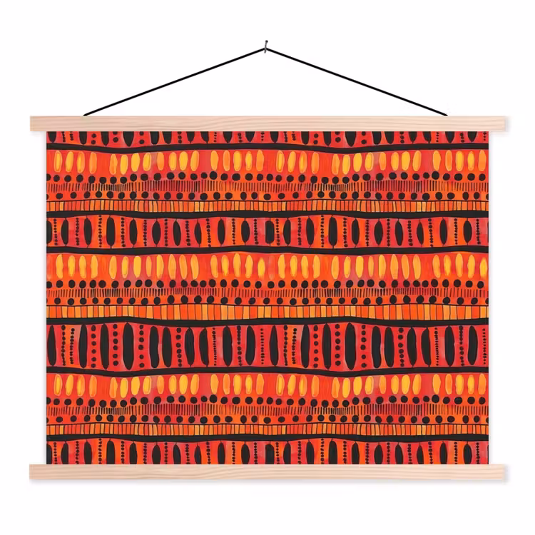 Stoffbild - Rot – Orange – Ethnisch – Ausdrucksstark – Muster — 1