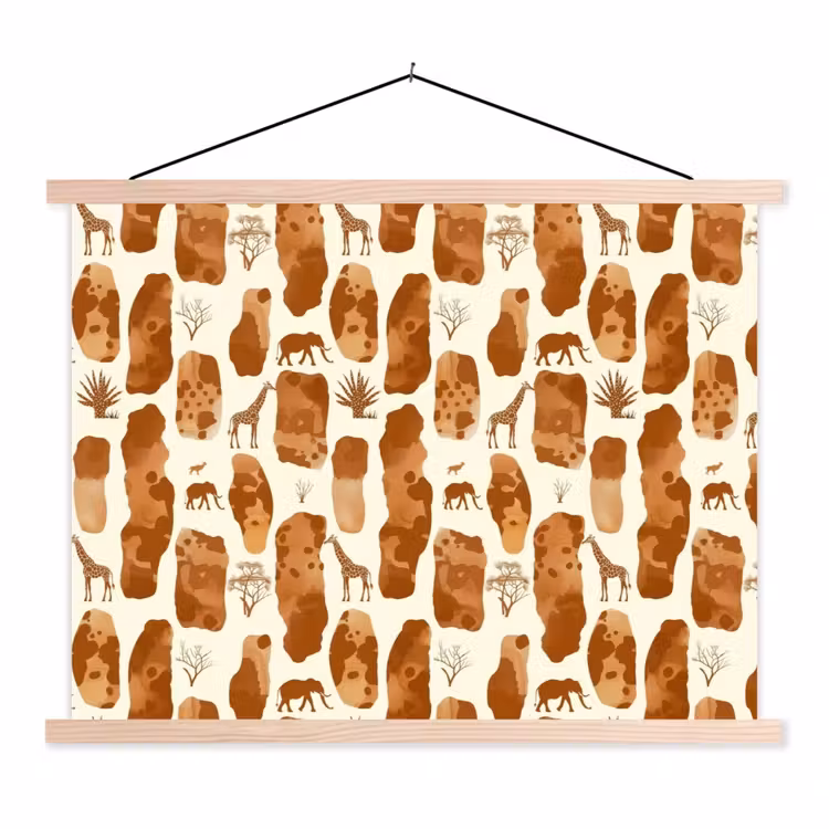 Stoffbild - Terrakotta – Safari – Tiere – Muster — 1