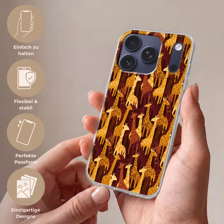 Handyhülle - Braun – Giraffen – Safari – Muster — 4