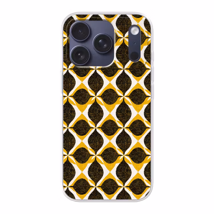 Handyhülle - Gelb – Schwarz – Geometrisch – Retro – Struktur — 1