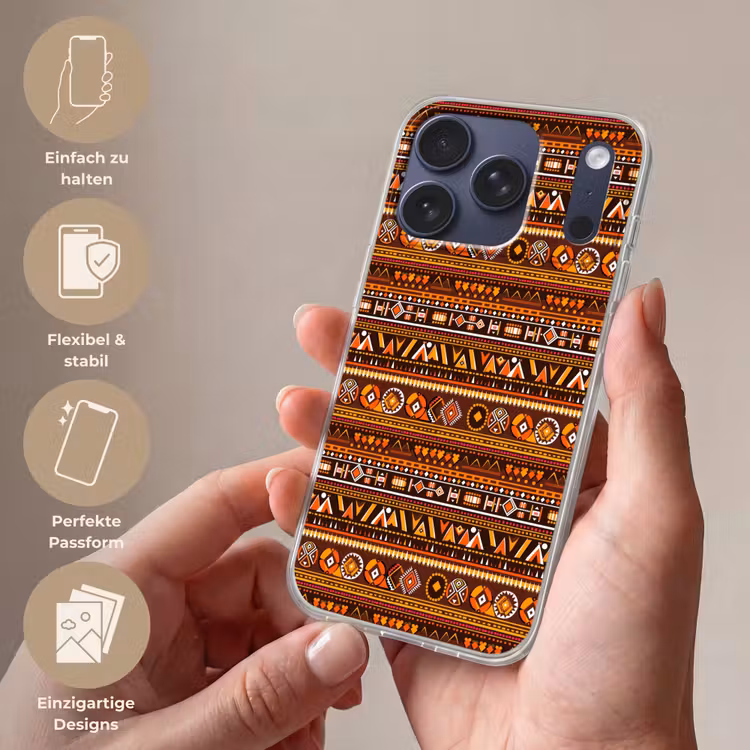 Handyhülle - Orange – Ethnisch – Tribal – Geometrisch – Muster — 4