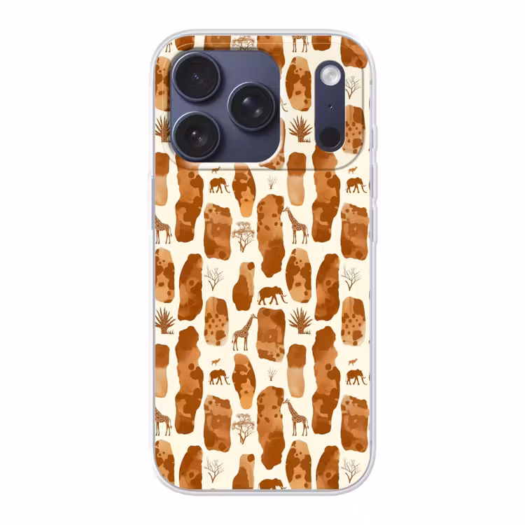 Handyhülle - Terrakotta – Safari – Tiere – Muster — 1