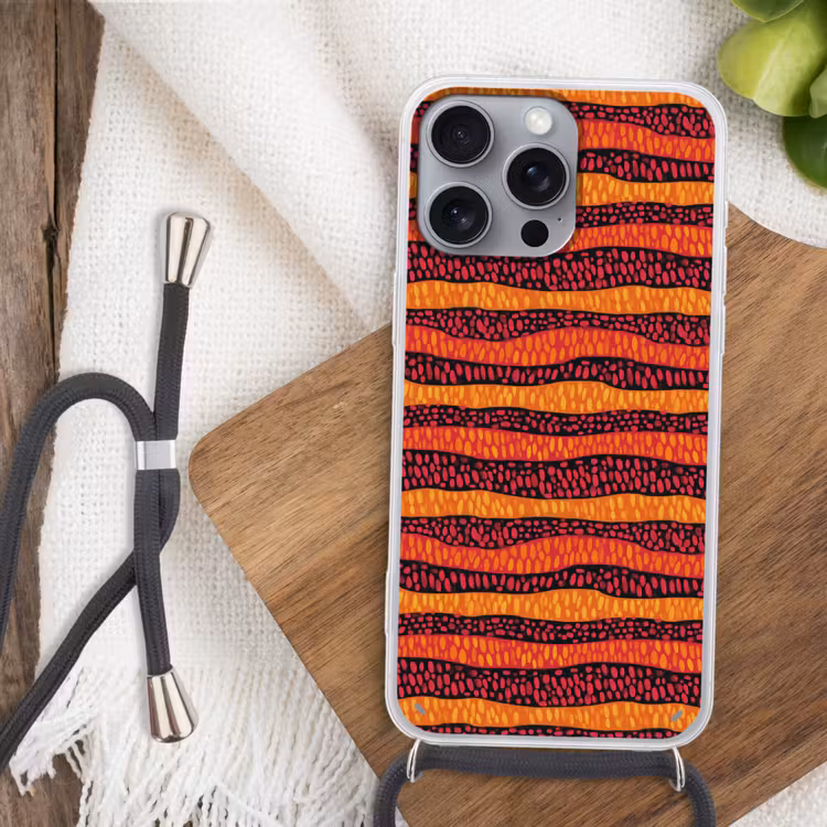 Handyhülle mit Band - Orange – Rosa – Ausdrucksstark – Muster — 3