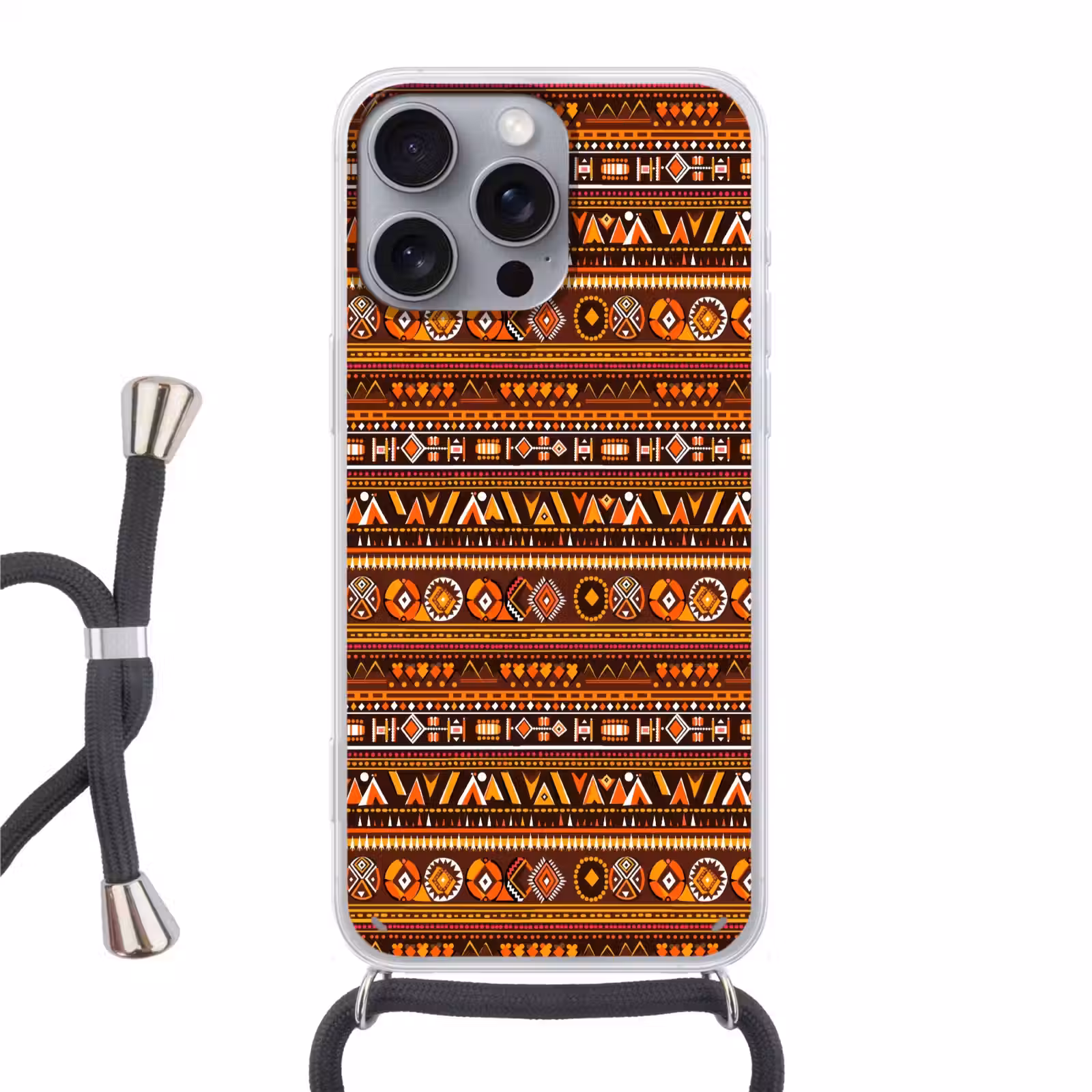 Handyhülle mit Band - Orange – Ethnisch – Tribal – Geometrisch – Muster — 1