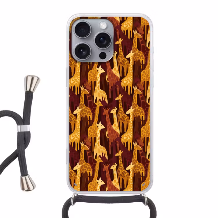 Handyhülle mit Band - Braun – Giraffen – Safari – Muster — 1